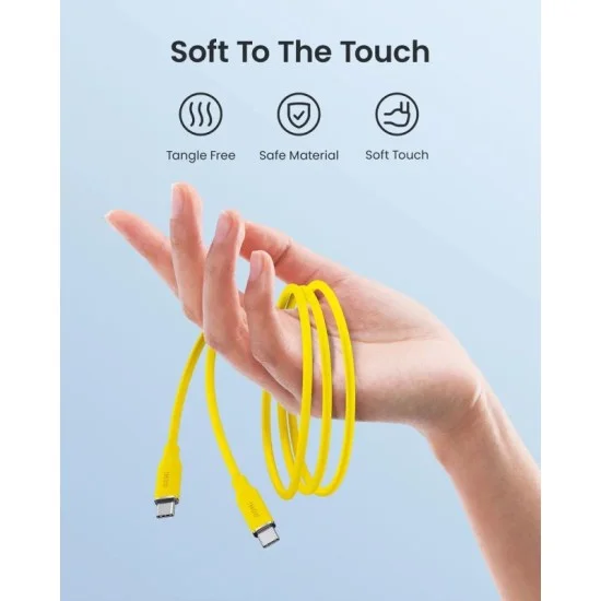 AOHI 140W PD 3.1 USB C to USB C Fast-charging Silky Cable 3.3ft _ Yellow